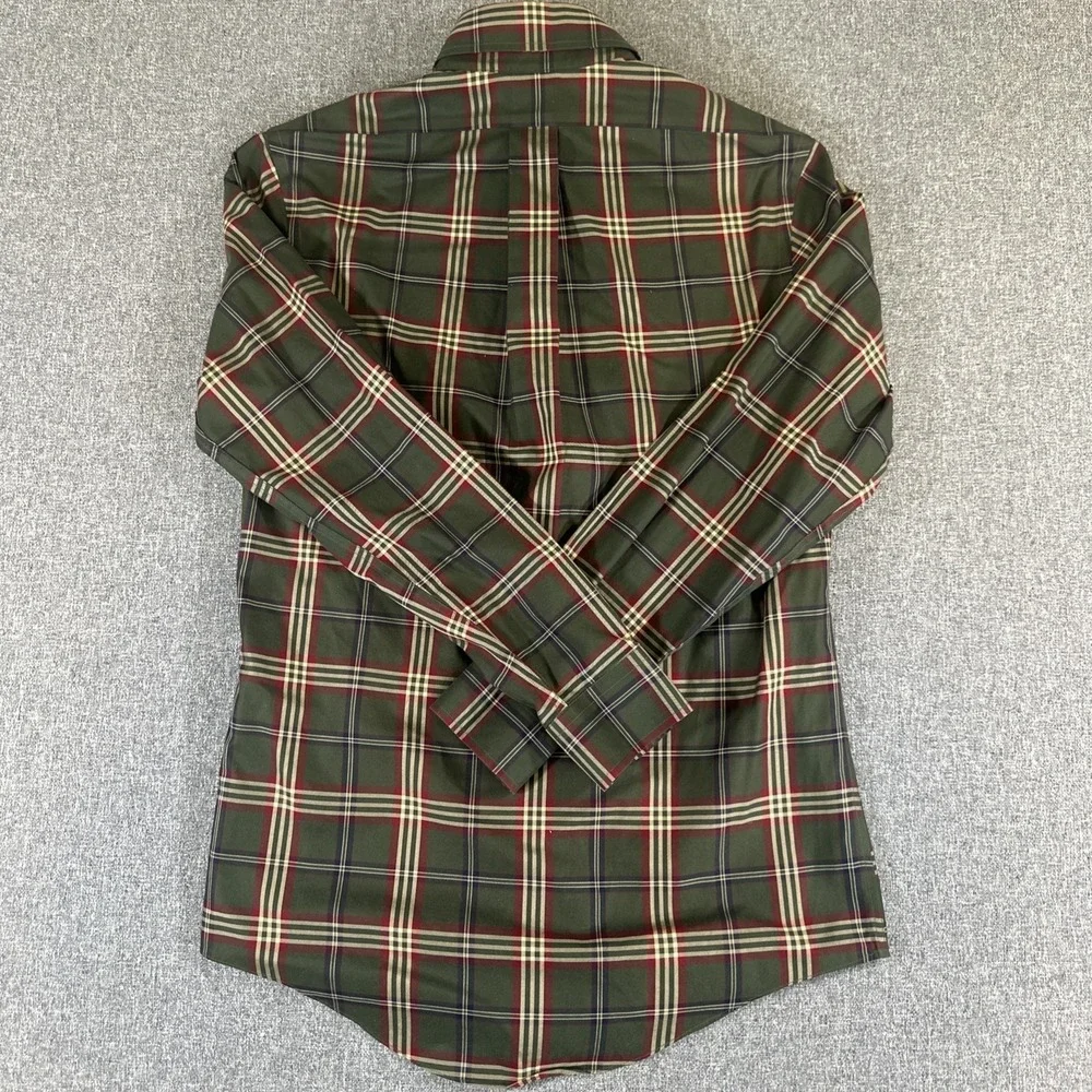 Brooks Brothers Plaid Button Up Shirt Mens Small Green Red Supima Cotton - Picture 6 of 7